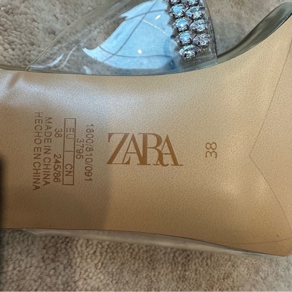Zara Sparkly Heeled Vinyl Sandals. Size 7.5 NWT EU 38 - Picture 11 of 13